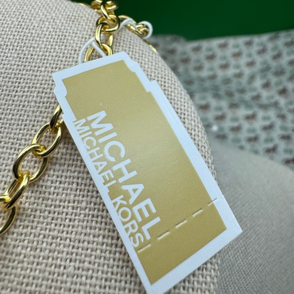 Michael Kors Pave Padlock Logo Chain Bracelet Goldtone Brass NWT - Picture 6 of 16